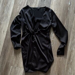 Fashion Nova Black Satin Dress